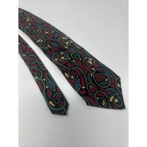 Silk Swirl Abstract Nadia Roden Tie - Maroon Green